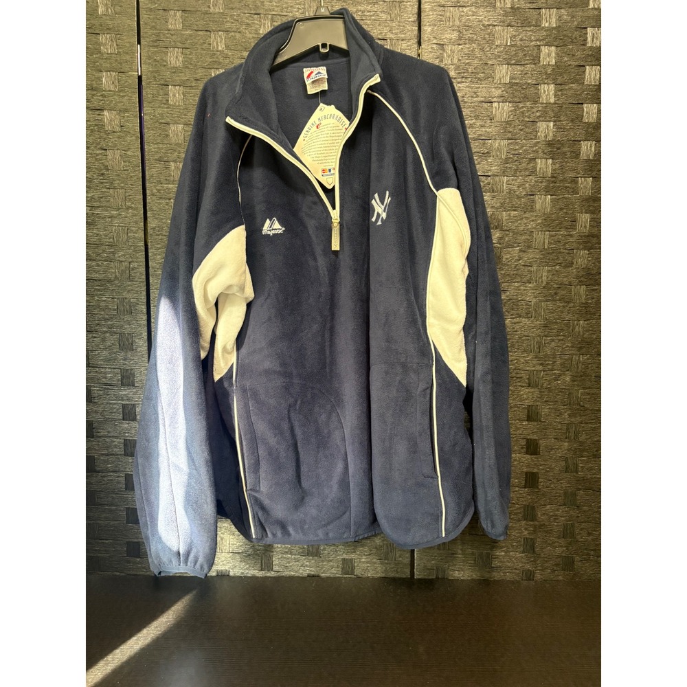 Vintage majestic New York Yankee fleece blue white NWT size L